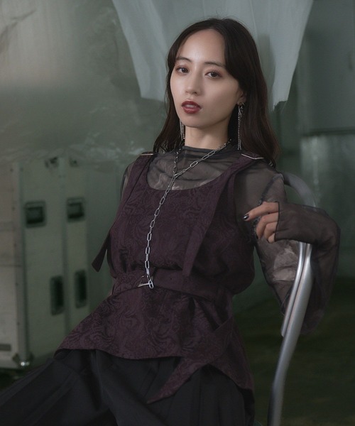 HARE（ハレ）の「2WAYヴィンテージジャガードビスチェ(HARE)（ベスト・レディース・ブラック/バーガンディー・FREE）」の12枚目の写真