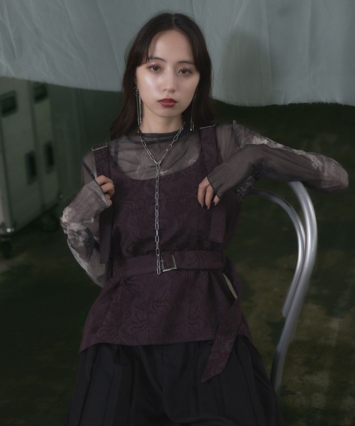 HARE（ハレ）の「2WAYヴィンテージジャガードビスチェ(HARE)（ベスト・レディース・ブラック/バーガンディー・FREE）」の13枚目の写真