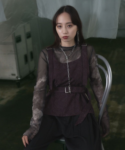 HARE（ハレ）の「2WAYヴィンテージジャガードビスチェ(HARE)（ベスト・レディース・ブラック/バーガンディー・FREE）」の14枚目の写真