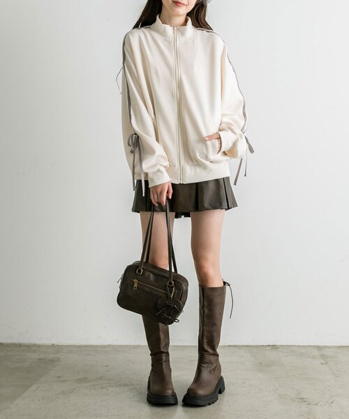 OLIVE des OLIVE 袖リボンテーラードジャケット、プリーツスカート OLIVE des OLIVE/【OLIVE des OLIVE】袖リボンテーラード