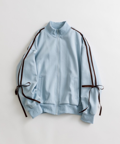 OLIVE des OLIVE（オリーブデオリーブ）の「袖リボントラックジャケット（ジャージ・レディース・アイボリー/サックスブルー/ブラック/グレイッシュベージュ/ブラウン・FREE）」の8枚目の写真