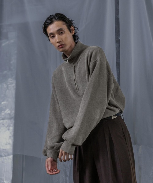 HARE（ハレ）の「シルキーSOFTモールニットハーフZIP(HARE)（ニット/セーター・メンズ・グレー/ブルー/ブラック・SMALL/MEDIUM）」の6枚目の写真