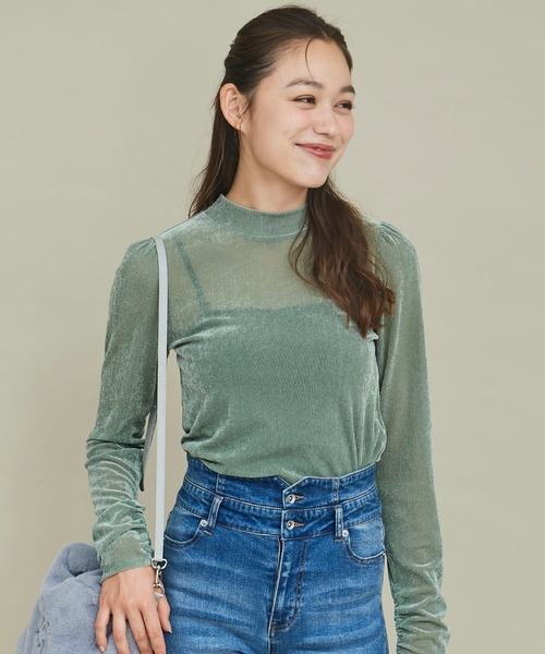 31 Sons de mode（トランテアン　ソン　ドゥ　モード）の「ベロアチュールトップス（Tシャツ/カットソー・レディース・ライトグレー/グリーン/オフホワイト・フリー）」の18枚目の写真