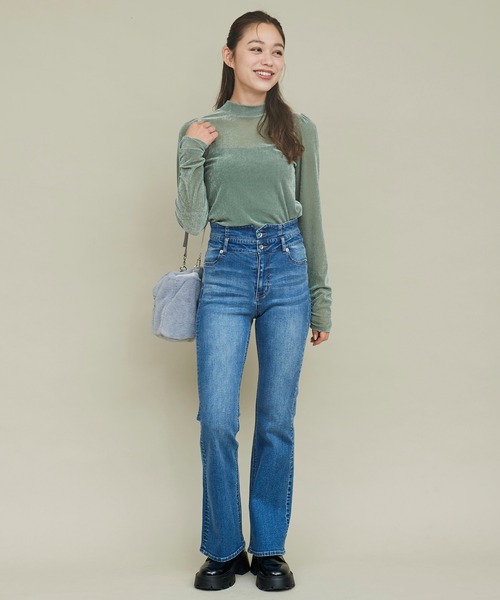 31 Sons de mode（トランテアン　ソン　ドゥ　モード）の「ベロアチュールトップス（Tシャツ/カットソー・レディース・ライトグレー/グリーン/オフホワイト・フリー）」の21枚目の写真