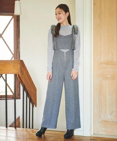 31 Sons de mode（トランテアン　ソン　ドゥ　モード）の「ベロアチュールトップス（Tシャツ/カットソー・レディース・ライトグレー/グリーン/オフホワイト・フリー）」の12枚目の写真