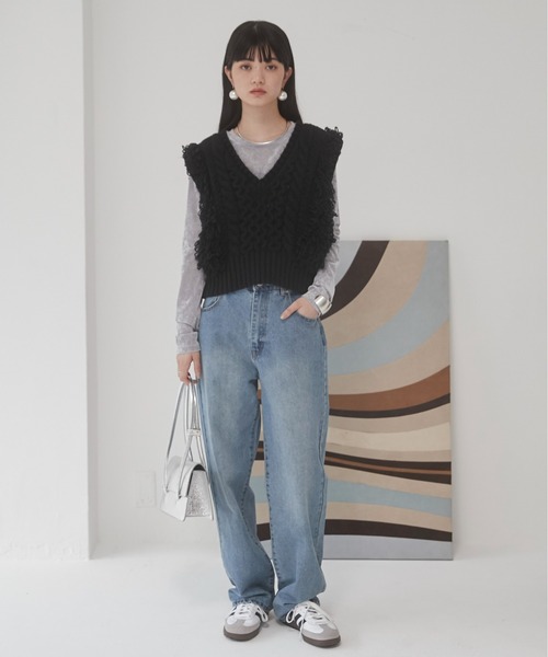 ANGIE（アンジー）の「ローライズデニムパンツ（デニムパンツ・レディース・ブラック/グレー/ブルー・MEDIUM）」の8枚目の写真