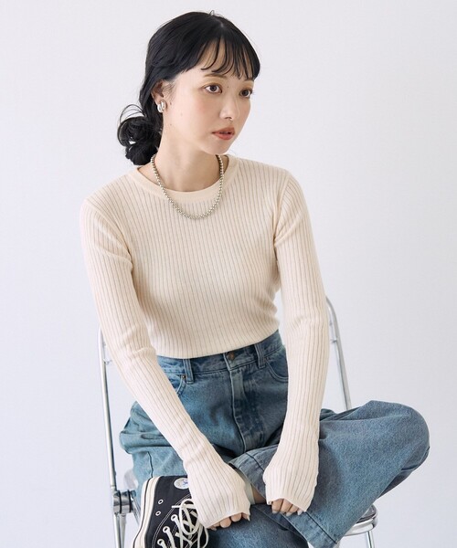 セール】【べストセラー】ウォッシャブル クルーネックニット