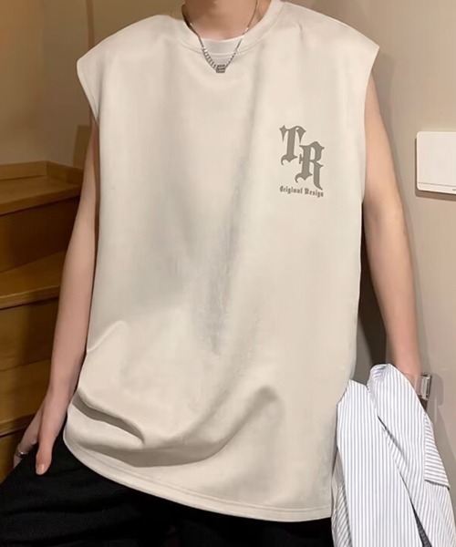 NOWLE（ノウル）の「【NOWLE】フェイクスエード ノースリーブ Tシャツ（Tシャツ/カットソー・メンズ・ベージュ系2/グレー系4/グレー系3/グレー系2/ホワイト系1/グレー系1/ブラック系1/カーキ系2/ベージュ系3/ベージュ系1/ブラック系2/レッド系2/レッド系1/ピンク系3/ピンク系2/ピンク系1/カーキ系1・FREE）」の8枚目の写真