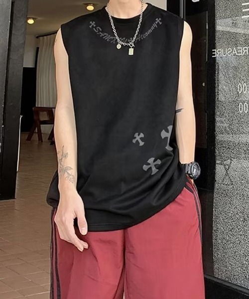 NOWLE（ノウル）の「【NOWLE】フェイクスエード ノースリーブ Tシャツ（Tシャツ/カットソー・メンズ・ベージュ系2/グレー系4/グレー系3/グレー系2/ホワイト系1/グレー系1/ブラック系1/カーキ系2/ベージュ系3/ベージュ系1/ブラック系2/レッド系2/レッド系1/ピンク系3/ピンク系2/ピンク系1/カーキ系1・FREE）」の20枚目の写真