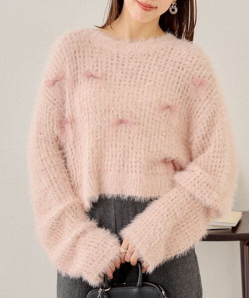 新色追加！】シャギーシアーリボンニット（ニット/セーター）｜Chico