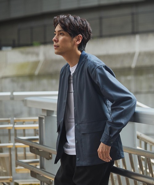 UNION STATION(ユニオンステーション)の「【セットアップ着用可能】ポリエステルギャバジンシャツブルゾン(ブルゾン・メンズ・ブラック/グレー・M/L)」の4枚目の写真