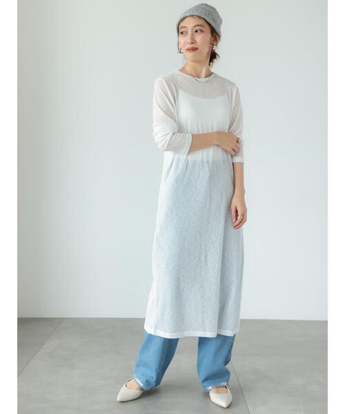Lugnoncure（ルノンキュール）の「シアーカットワンピース（ワンピース・レディース・ブラック/オフホワイト・F）」の4枚目の写真