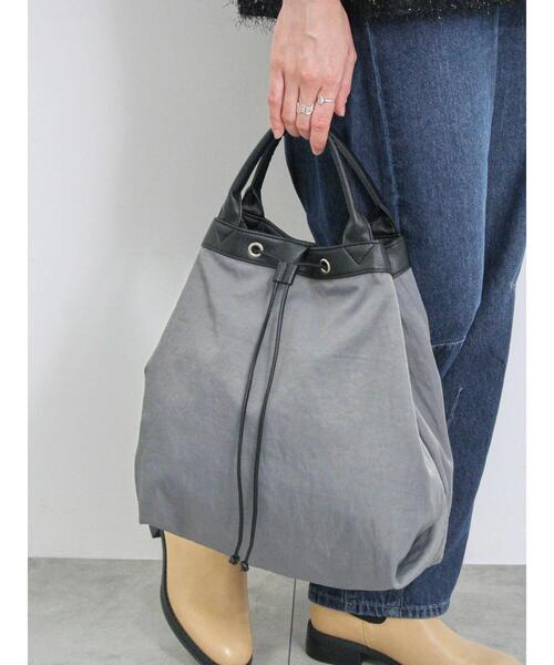 Samansa Mos2 blue（サマンサモスモスブルー）の「ナイロン巾着トートバッグ（ハンドバッグ・レディース・ブラック/グレー/ベージュ・F）」の9枚目の写真