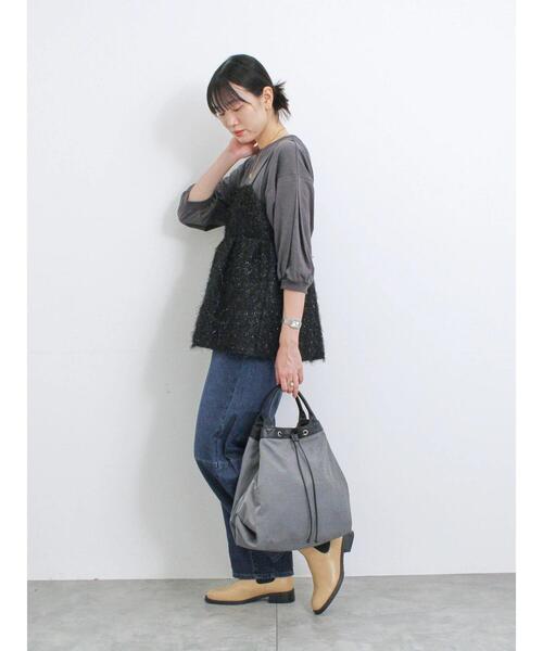 Samansa Mos2 blue（サマンサモスモスブルー）の「ナイロン巾着トートバッグ（ハンドバッグ・レディース・ブラック/グレー/ベージュ・F）」の11枚目の写真