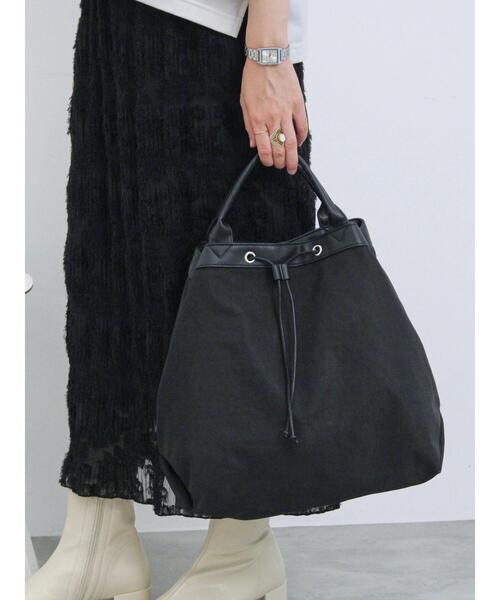 Samansa Mos2 blue（サマンサモスモスブルー）の「ナイロン巾着トートバッグ（ハンドバッグ・レディース・ブラック/グレー/ベージュ・F）」の17枚目の写真