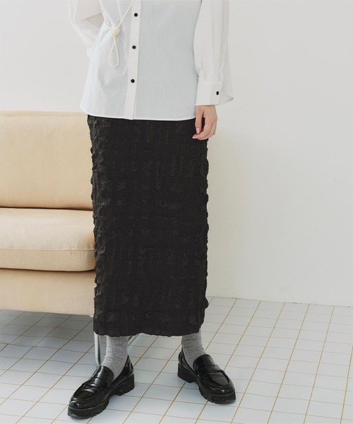 titivate(ティティベイト)の「フクレジャガードIラインスカート(スカート・レディース・ブルー/ブラック/アイボリー/ブラウン・S/M/L)」の3枚目の写真
