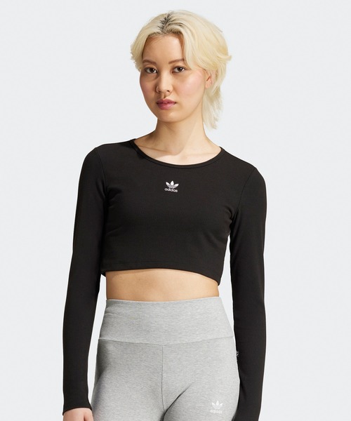 adidas(アディダス)の「adidas/アディダス adidas ORI ESS CROP LS クロップ 長袖Tシャツ(Tシャツ/カットソー・レディース・ブラック・XS/S/M/L/XL/XXL)」の3枚目の写真