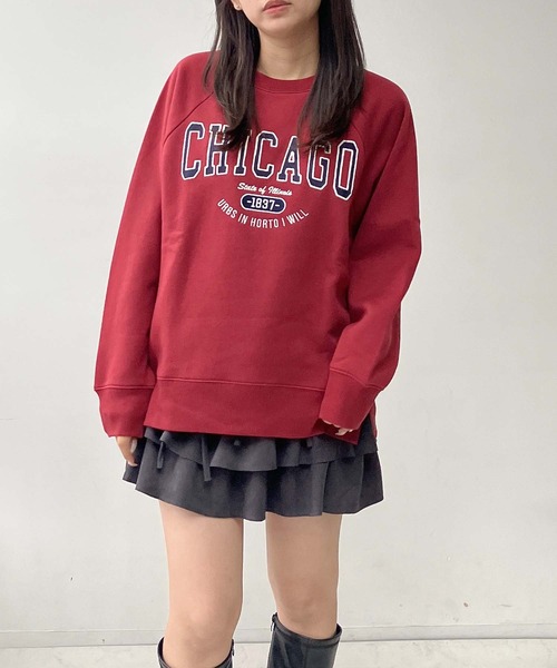 セール】◇アソートデザイン チェーン刺繍 アーチロゴスウェットプル