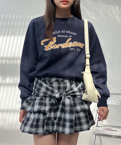 セール】◇アソートデザイン チェーン刺繍 アーチロゴスウェットプル