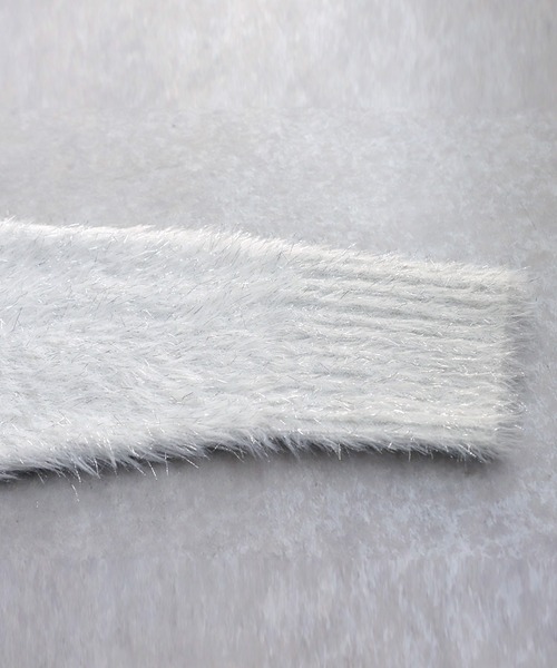 antiqua(アンティカ)の「ラメシャギーニットカーディガン(ニット/セーター・レディース・ネイビー/ホワイト・ONESIZE)」の15枚目の写真