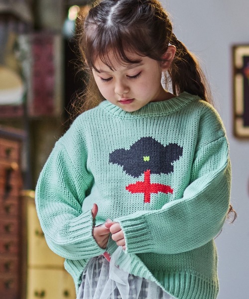 HOGAN RANCH WEAR（ホーガンランチウエア）の「【おうちで洗える】クルーネックセーター（ニット/セーター・キッズ・イエロー/グリーン/オフホワイト/ライトブルー・XS/LL/L/M/S）」の4枚目の写真