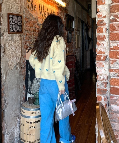 セール】ダブルZIPハートニットカーディガン/ダブルジップアップ