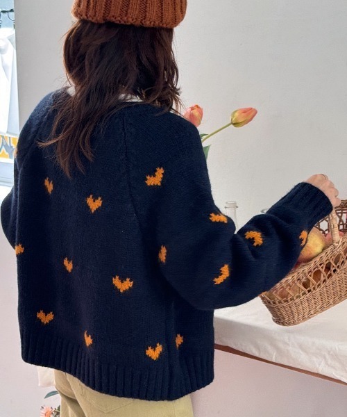 セール】ダブルZIPハートニットカーディガン/ダブルジップアップハート