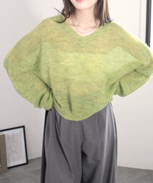 透かし編みニット」に該当するグリーン・カーキ/緑色系の