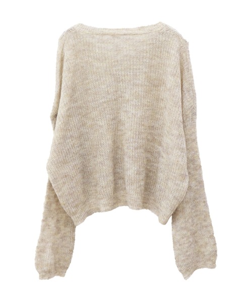 Reurie'（レウリィ）の「【新色追加 / HIT ITEM!】オーバーシアーVニット 長袖 Vネック 透け感 サマーニット シンプル 大人カジュアル ノームコア ナチュラル リラクシー 透かし編み 韓国（ニット/セーター・レディース・ネイビー/ベージュ/グリーン/チャコールグレー/ブラウン・FREE）」の9枚目の写真