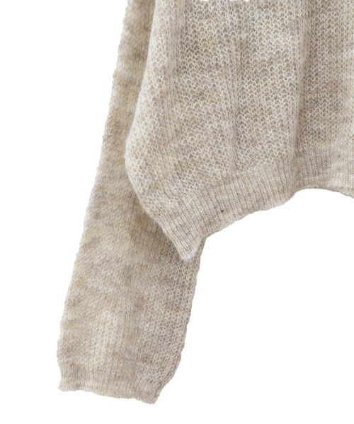 Reurie'（レウリィ）の「【新色追加 / HIT ITEM!】オーバーシアーVニット 長袖 Vネック 透け感 サマーニット シンプル 大人カジュアル ノームコア ナチュラル リラクシー 透かし編み 韓国（ニット/セーター・レディース・ネイビー/ベージュ/グリーン/チャコールグレー/ブラウン・FREE）」の10枚目の写真