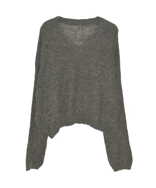 Reurie'（レウリィ）の「【新色追加 / HIT ITEM!】オーバーシアーVニット 長袖 Vネック 透け感 サマーニット シンプル 大人カジュアル ノームコア ナチュラル リラクシー 透かし編み 韓国（ニット/セーター・レディース・ネイビー/ベージュ/グリーン/チャコールグレー/ブラウン・FREE）」の20枚目の写真