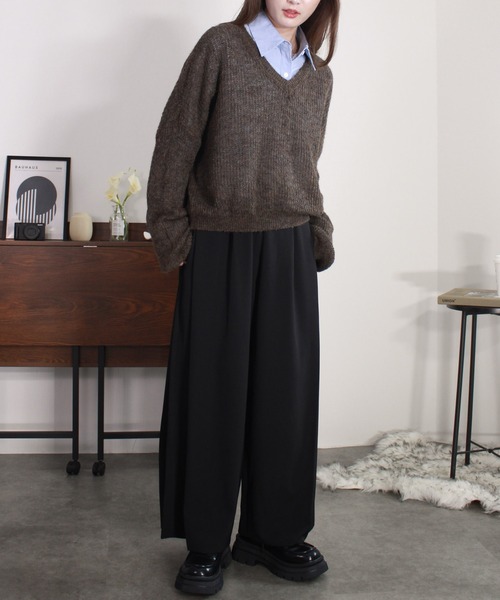 セール】【新色追加 / HIT ITEM!】オーバーシアーVニット 長袖 V