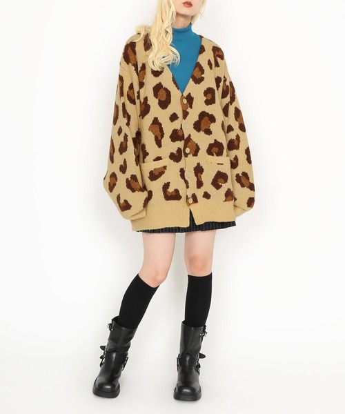 PUNYUS（プニュズ）の「もちもちレオパードカーディガン（カーディガン/ボレロ・レディース・ブラウン・2/3/4）」の4枚目の写真