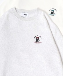 MRU/エムアールユー 裏起毛 ミリタリー/カレッジ/髭おじさん/ハンバーガー ワンポイント刺繍 スウェット レディース メンズ トレーナー