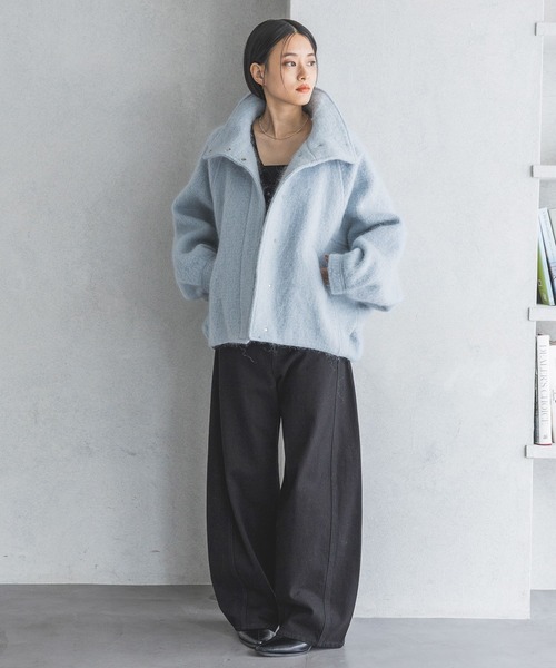 A part by モヘヤシャギーブルゾン ネイビー A part by（アパートバイ）の「モヘヤシャギーブルゾン（ブルゾン