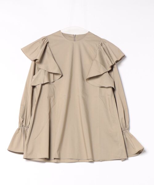 STYLEBLOCK（スタイルブロック）の「ブロードフリルチュニックブラウス（シャツ/ブラウス・レディース・ベージュ/チャコールグレー/ブラック/ホワイト・M）」の4枚目の写真