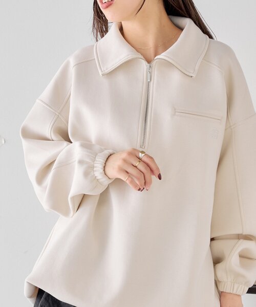 Chico(チコ)の「ハーフジップビッグカラースウェット(Tシャツ/カットソー・レディース・グレー/アイボリー/ブラック・FREE)」の6枚目の写真
