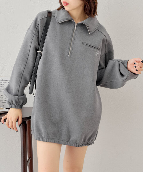 セール】ハーフジップビッグカラースウェット（Tシャツ/カットソー