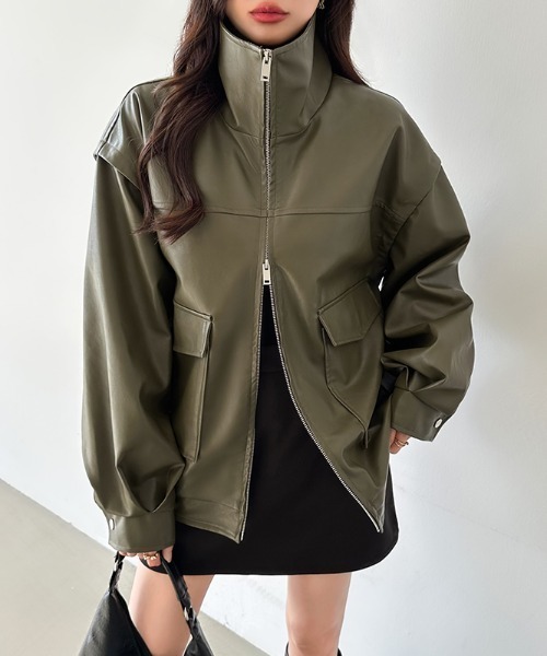 COCOMOMO（ココモモ）の「オーバーサイズ フェイク レザージャケット