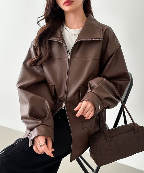 COCOMOMO（ココモモ）の「オーバーサイズ フェイク レザージャケット