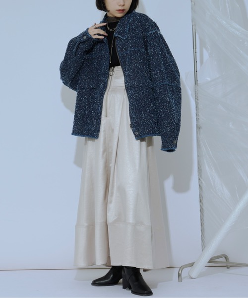 Ezick（エジック）の「spring edge fringe　デニムジャケット（デニムジャケット・レディース・ブラック/インディゴブルー・FREE）」の14枚目の写真