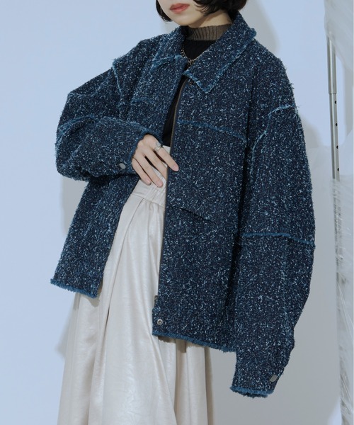 Ezick（エジック）の「spring edge fringe　デニムジャケット（デニムジャケット・レディース・ブラック/インディゴブルー・FREE）」の11枚目の写真