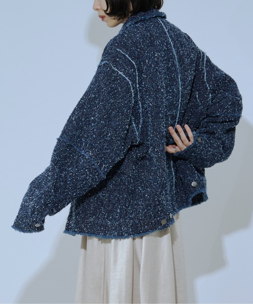 Ezick（エジック）の「spring edge fringe　デニムジャケット（デニムジャケット・レディース・ブラック/インディゴブルー・FREE）」の10枚目の写真