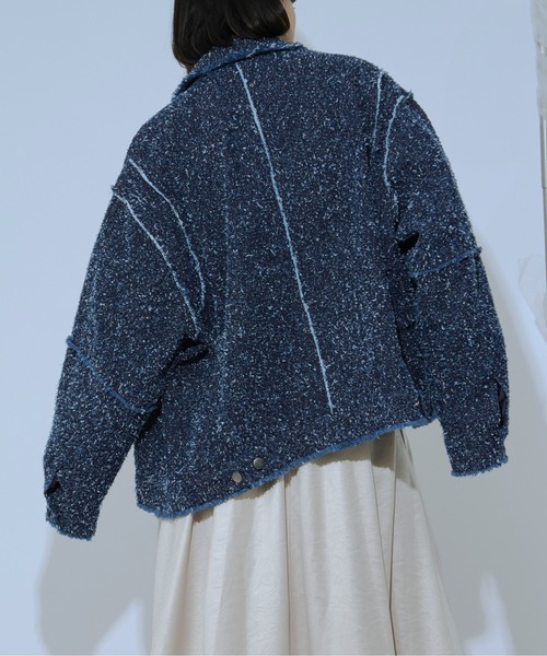 Ezick（エジック）の「spring edge fringe　デニムジャケット（デニムジャケット・レディース・ブラック/インディゴブルー・FREE）」の9枚目の写真