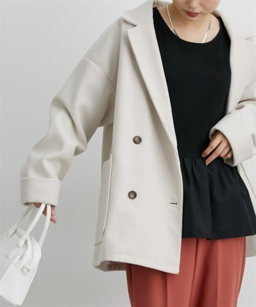 nissen（ニッセン）の「【販売終了】オーバーサイズダブルテーラージャケット（テーラードジャケット・レディース・チャコールグレー/アイボリー・M/L）」の16枚目の写真