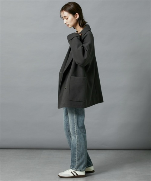 nissen（ニッセン）の「【販売終了】オーバーサイズダブルテーラージャケット（テーラードジャケット・レディース・チャコールグレー/アイボリー・M/L）」の5枚目の写真