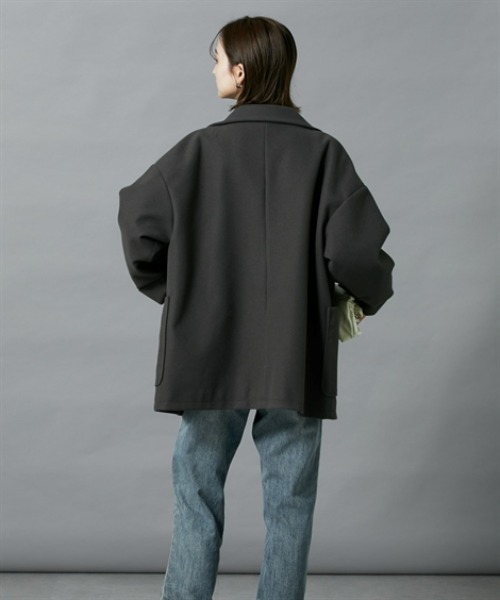 nissen（ニッセン）の「【販売終了】オーバーサイズダブルテーラージャケット（テーラードジャケット・レディース・チャコールグレー/アイボリー・M/L）」の6枚目の写真