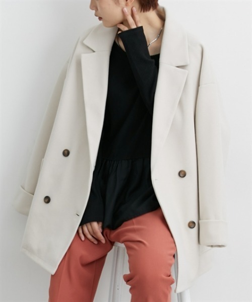 nissen（ニッセン）の「【販売終了】オーバーサイズダブルテーラージャケット（テーラードジャケット・レディース・チャコールグレー/アイボリー・M/L）」の15枚目の写真