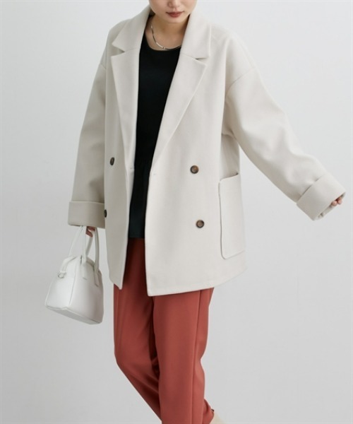 nissen（ニッセン）の「【販売終了】オーバーサイズダブルテーラージャケット（テーラードジャケット・レディース・チャコールグレー/アイボリー・M/L）」の18枚目の写真