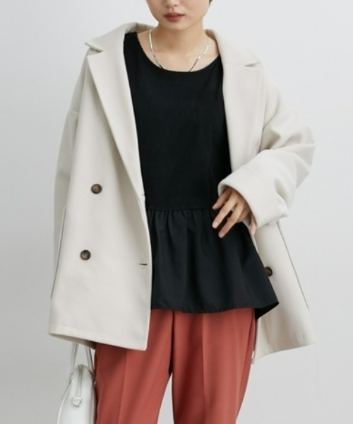 nissen（ニッセン）の「【販売終了】オーバーサイズダブルテーラージャケット（テーラードジャケット・レディース・チャコールグレー/アイボリー・M/L）」の20枚目の写真